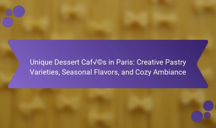 Unique Dessert Cafés in Paris: Creative Pastry Varieties, Seasonal Flavors, and Cozy Ambiance