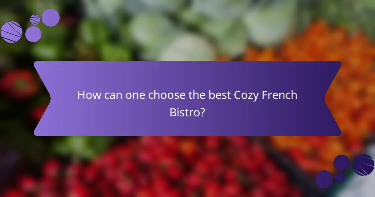 How can one choose the best Cozy French Bistro?