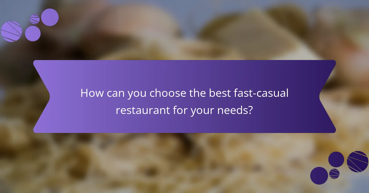 How can you choose the best fast-casual restaurant for your needs?