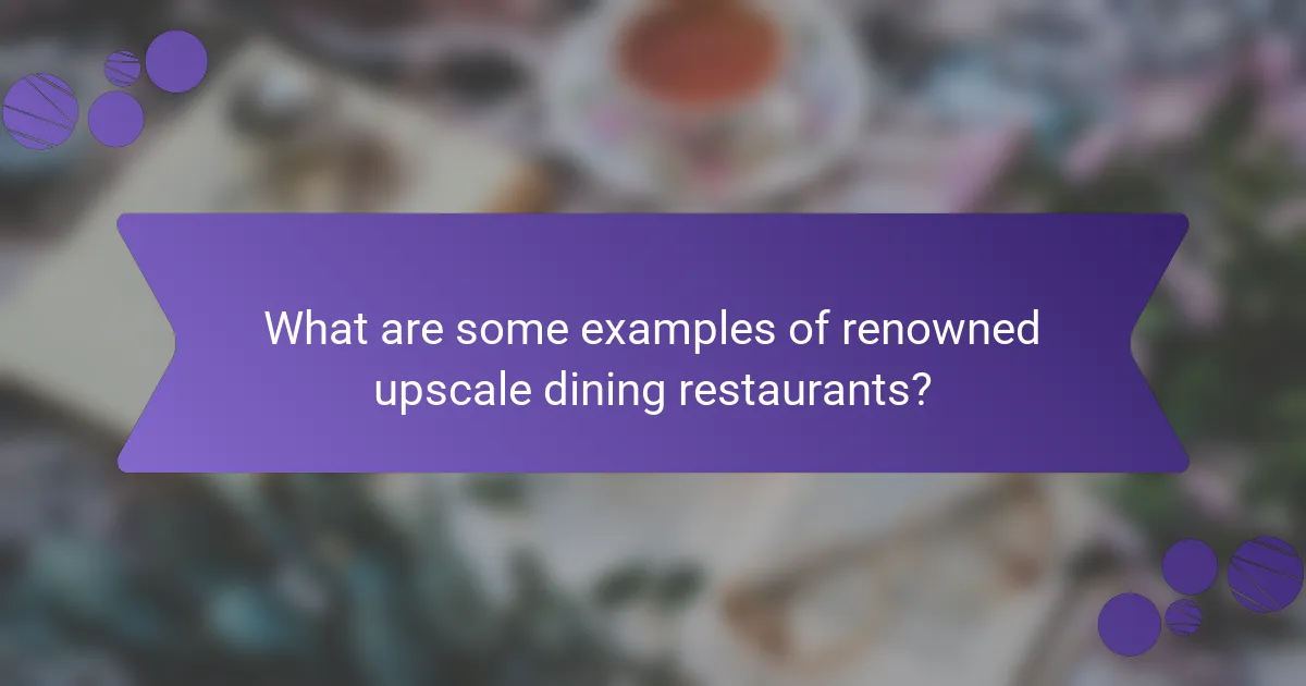 What are some examples of renowned upscale dining restaurants?