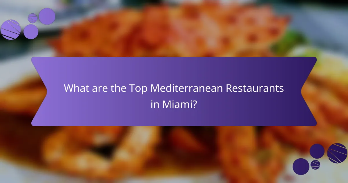 What are the Top Mediterranean Restaurants in Miami?