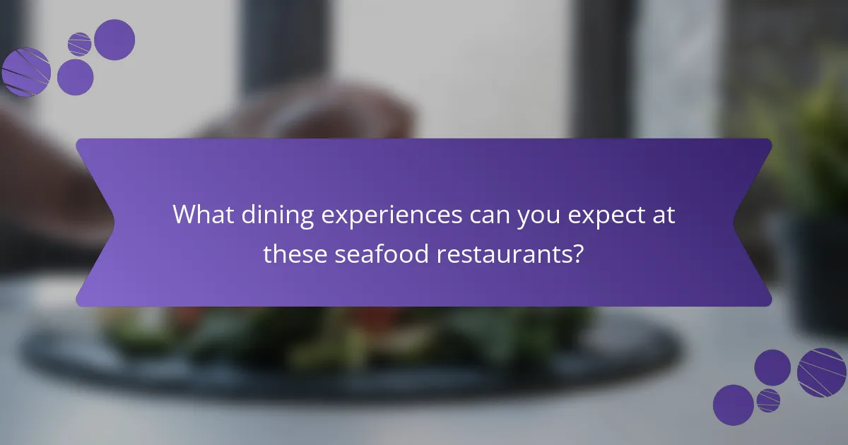 What dining experiences can you expect at these seafood restaurants?